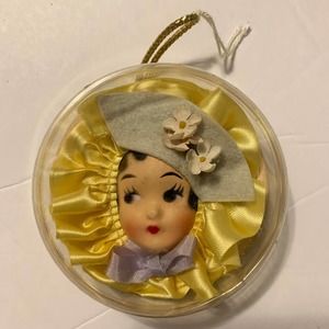 A. Stuart Vintage Scented Creations Lady Face Hat Yellow Ribbon HTF Rare